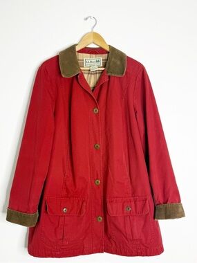 L.L. Bean Adirondack Barn Coat 1X Red Flannel Lined Canvas Jacket